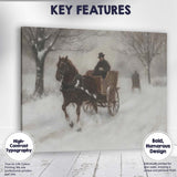 Impressionist Horse Drawn Carriage Snow Covered Winter Country Road Canvas Wall Art Print Decor Picture Ready to Hang