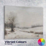 Serene Winter Meadow Snow Covered Countryside Bare Tree Landscape Canvas Wall Art Print Decor Picture Ready to Hang