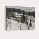 Rustic Snow Covered Village Hillside Winter Landscape Canvas Wall Art Print Decor Picture Ready to Hang
