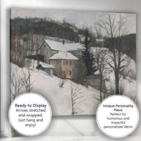 Rustic Snow Covered Village Hillside Winter Landscape Canvas Wall Art Print Decor Picture Ready to Hang