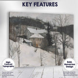 Rustic Snow Covered Village Hillside Winter Landscape Canvas Wall Art Print Decor Picture Ready to Hang