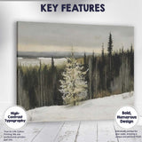 Snowy Evergreen Forest Panorama Winter Landscape Moody Neutral Tones Painting Canvas Wall Art Print Decor Picture Ready to Hang