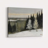 Moody Frosted Evergreen Woodland Winter Landscape Canvas Wall Art Print Decor Picture Ready to Hang