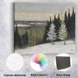 Moody Frosted Evergreen Woodland Winter Landscape Canvas Wall Art Print Decor Picture Ready to Hang