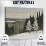 Moody Frosted Evergreen Woodland Winter Landscape Canvas Wall Art Print Decor Picture Ready to Hang