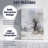Watercolour Winter Country Lane Lone Tree Snow Scene Canvas Wall Art Print Decor Picture Ready to Hang