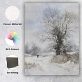 Winter Country Lane Bare Tree Landscape Soft Monochrome Watercolour Style Canvas Wall Art Print Decor Picture Ready to Hang