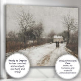 Rustic Snow Covered Country Lane Village Scene Canvas Wall Art Print Decor Picture Ready to Hang