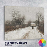 Rustic Snow Covered Country Lane Village Scene Canvas Wall Art Print Decor Picture Ready to Hang