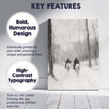 Snowy Woodland Horse Riders Winter Forest Path Atmospheric Landscape Canvas Wall Art Print Decor Picture Ready to Hang
