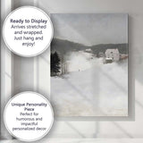 Soft Misty Snow Covered Countryside Farmhouse Landscape Canvas Wall Art Print Decor Picture Ready to Hang