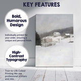 Soft Impressionist Snow Covered Rural Farm Winter Landscape Canvas Wall Art Print Decor Picture Ready to Hang