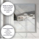 Soft Impressionist Snow Covered Rural Farm Winter Landscape Canvas Wall Art Print Decor Picture Ready to Hang