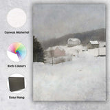 Soft Impressionist Snow Covered Rural Farm Winter Landscape Canvas Wall Art Print Decor Picture Ready to Hang