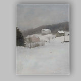 Soft Impressionist Snow Covered Rural Farm Winter Landscape Canvas Wall Art Print Decor Picture Ready to Hang