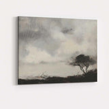 Minimalist Monochrome Windswept Lone Tree Stormy Sky Landscape Canvas Wall Art Print Decor Picture Ready to Hang