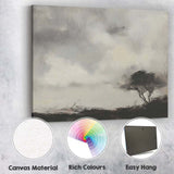 Minimalist Monochrome Windswept Lone Tree Stormy Sky Landscape Canvas Wall Art Print Decor Picture Ready to Hang