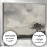 Minimalist Monochrome Windswept Lone Tree Stormy Sky Landscape Canvas Wall Art Print Decor Picture Ready to Hang