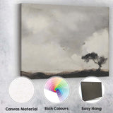 Minimalist Monochrome Windswept Tree Moody Winter Horizon Canvas Wall Art Print Decor Picture Ready to Hang