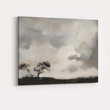 Minimalist Monochrome Twin Trees Dramatic Cloudscape Landscape Canvas Wall Art Print Decor Picture Ready to Hang