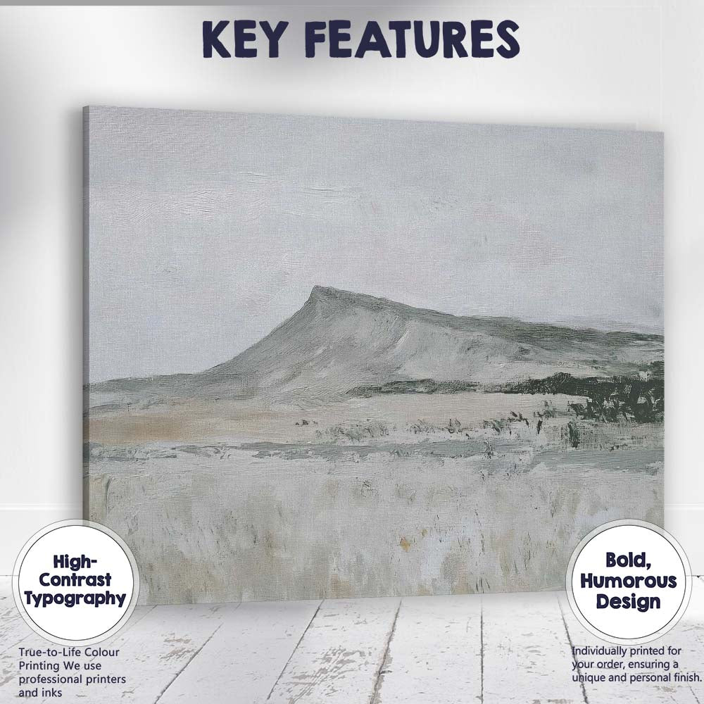 Soft Neutral Snow Covered Mountain Plateau Landscape Canvas Wall Art Print Decor Picture Ready to Hang