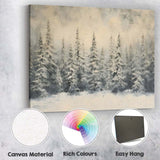 Textured Snowy Pine Forest Winter Woodland Canvas Wall Art Print Decor Picture Ready to Hang