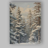 Watercolour Snow Covered Pine Forest Winter Landscape Canvas Wall Art Print Decor Picture Ready to Hang