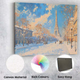 Paris Eiffel Tower Snowy Cityscape Impressionist Painting Canvas Wall Art Print Decor Picture Ready to Hang