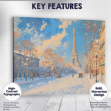 Paris Eiffel Tower Snowy Cityscape Impressionist Painting Canvas Wall Art Print Decor Picture Ready to Hang