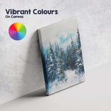 Abstract Blue Winter Mountain Forest Contemporary Landscape Canvas Wall Art Print Decor Picture Ready to Hang