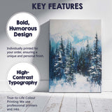 Abstract Blue Winter Mountain Forest Contemporary Landscape Canvas Wall Art Print Decor Picture Ready to Hang