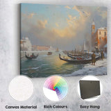 Venetian Gondolas Snowy Canal Sunset Scenic Painting Canvas Wall Art Print Decor Picture Ready to Hang