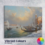 Impressionist Winter Venice Gondola Canal Cityscape Canvas Wall Art Print Decor Picture Ready to Hang