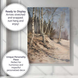 Winter Birch Woodland Path Soft Neutral Landscape Canvas Wall Art Print Decor Picture Ready to Hang