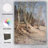 Impressionist Birch Woodland Winter Forest Path Canvas Wall Art Print Decor Picture Ready to Hang