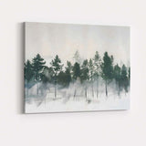 Abstract Misty Pine Forest Watercolour Woodland Landscape Canvas Wall Art Print Decor Picture Ready to Hang