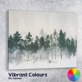 Abstract Misty Pine Forest Watercolour Woodland Landscape Canvas Wall Art Print Decor Picture Ready to Hang