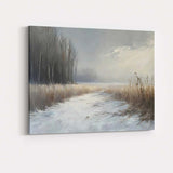 Misty Frosted Meadow Winter Path Atmospheric Landscape Canvas Wall Art Print Decor Picture Ready to Hang