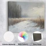 Misty Frosted Meadow Winter Path Atmospheric Landscape Canvas Wall Art Print Decor Picture Ready to Hang