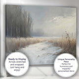 Misty Frosted Meadow Winter Path Atmospheric Landscape Canvas Wall Art Print Decor Picture Ready to Hang