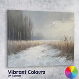 Misty Frosted Meadow Winter Path Atmospheric Landscape Canvas Wall Art Print Decor Picture Ready to Hang