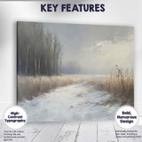 Misty Frosted Meadow Winter Path Atmospheric Landscape Canvas Wall Art Print Decor Picture Ready to Hang