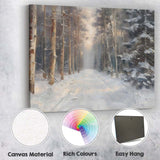 Impressionist Snow Covered Forest Track Winter Woodland Canvas Wall Art Print Decor Picture Ready to Hang