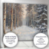 Impressionist Snow Covered Forest Track Winter Woodland Canvas Wall Art Print Decor Picture Ready to Hang