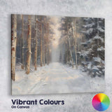 Impressionist Snow Covered Forest Track Winter Woodland Canvas Wall Art Print Decor Picture Ready to Hang