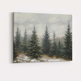 Atmospheric Evergreen Forest Snow Landscape Painting Canvas Wall Art Print Decor Picture Ready to Hang