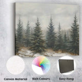Misty Evergreen Pine Forest Landscape Textured Watercolour Canvas Wall Art Print Decor Picture Ready to Hang