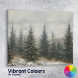 Atmospheric Evergreen Forest Snow Landscape Painting Canvas Wall Art Print Decor Picture Ready to Hang