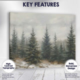 Misty Evergreen Pine Forest Landscape Textured Watercolour Canvas Wall Art Print Decor Picture Ready to Hang