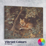 Woodland Red Fox Resting Among Forest Foliage Nature Canvas Wall Art Print Decor Picture Ready to Hang